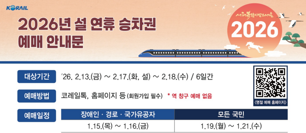 2026년 설 연휴 기차표 예매 일정 총정리|KTX·일반열차 예매 방법 한눈에 2 image